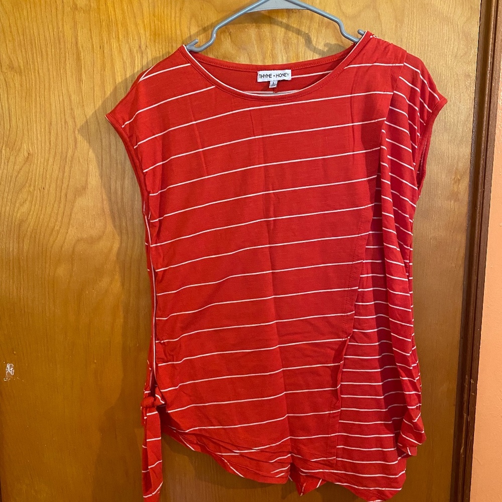 Women's red and white striped top